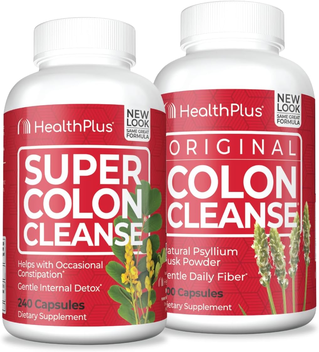 Health Plus Super Colon Cleanse (240 Capsules/120 Servings) & Colon Cleanse (200 Capsules/30 Servings Bundle